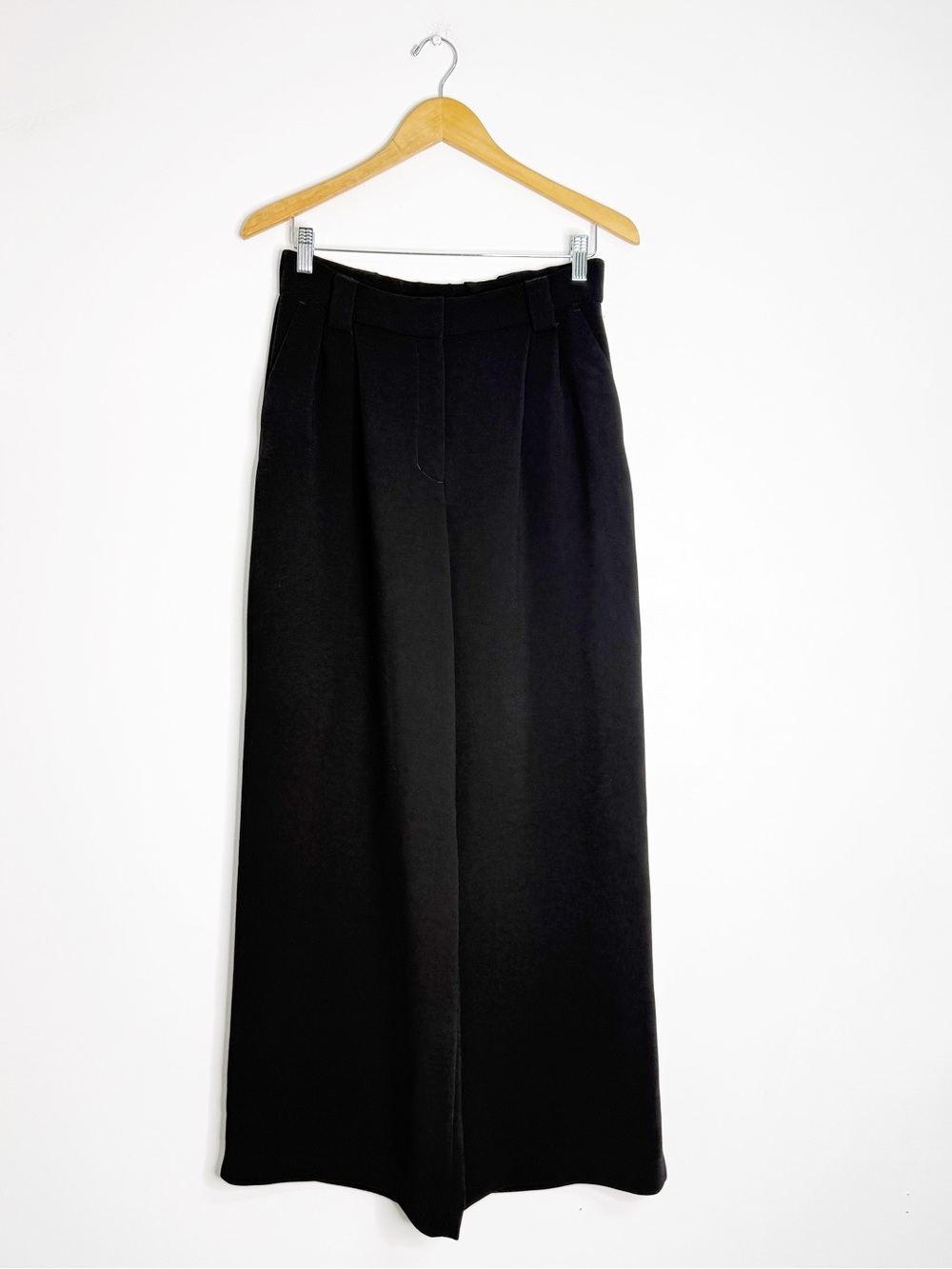Express Luxe Comfort High Rise Wide Leg Trousers Size 4 Black Stretch Waist